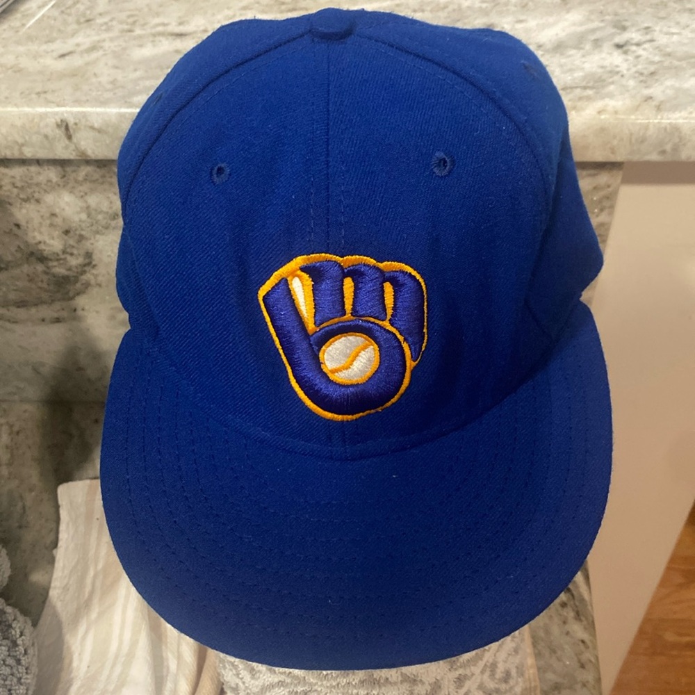New Era Milwaukee Brewers 5950 Fitted Baseball MLB Cap Hat Size 7 3/8